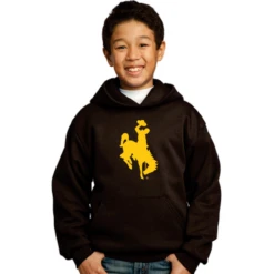 Wyoming Cowboys Youth Oversized Bucking Horse Hoodie – Brown