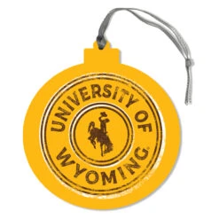 Wyoming Cowboys Round Ornament – Gold