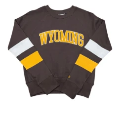 Wyoming Cowboys Super Fan Colorblocked Crew – Brown