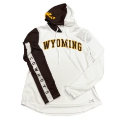 UA Wyoming Cowboys Women’s Front Sleeve Hood – White/Brown
