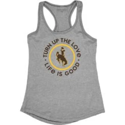 Wyoming Cowboys Women’s Life Is Good Tank – Heather Grey