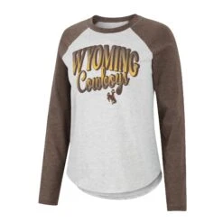 Wyoming Cowboys Women’s Raglan L/S Tee – Grey/Brown