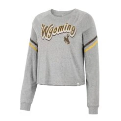 Wyoming Cowboys Women’s Love Actually Crop Tee – Heather Grey