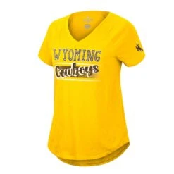 Wyoming Cowboys Women’s Stylishly V-Neck Tee – Gold