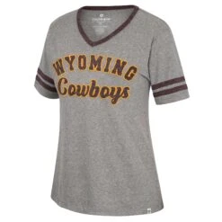 Wyoming Cowboys Lana Oversized V-Neck Tee – Grey/Brown