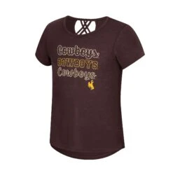 Wyoming Cowboys Youth Katie Strappy Tee – Brown