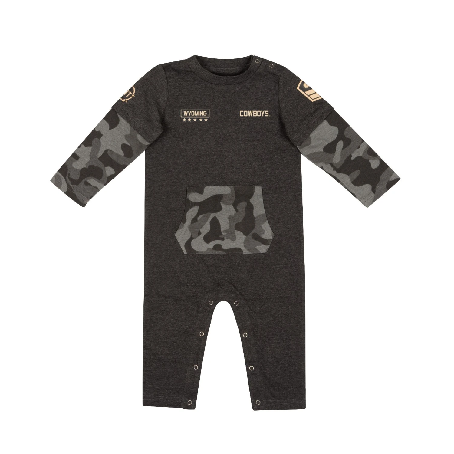 Wyoming Cowboys OHT Infant Ripcord Romper – Black/Camo