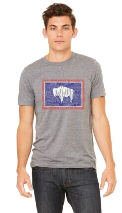 Wyoming State Flag Towns Tee – Grey Heather