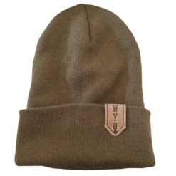 Wyoming Cowboys Leather Patch Knit Beanie – Olive
